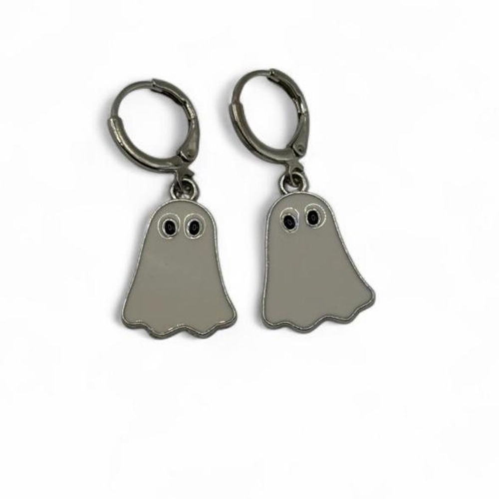 Ghost Dangle Clasp Earrings Halloween Fall Jewelry Spooky-Cute